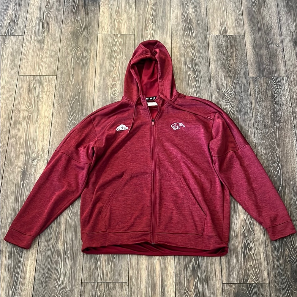 Adidas Climawarm Men's 2XL Red Hooded Zip Up Sweatshirt Hoodie